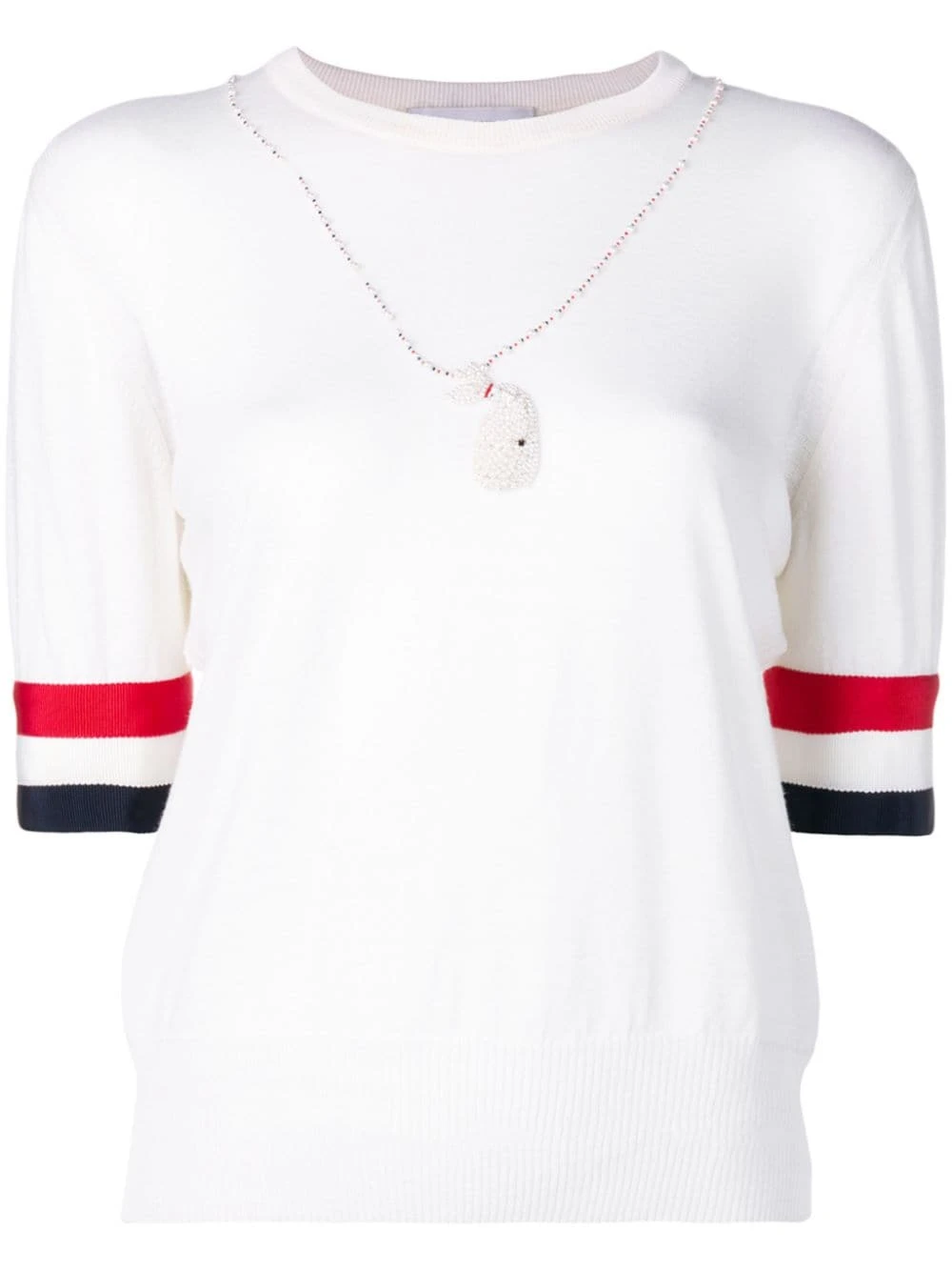 Best Sale ✔️ Thom Browne Rwb Cuff Fine Merino Tee knitted tops of women 🤩 1 Thom Browne Rwb Cuff Fine Merino Tee