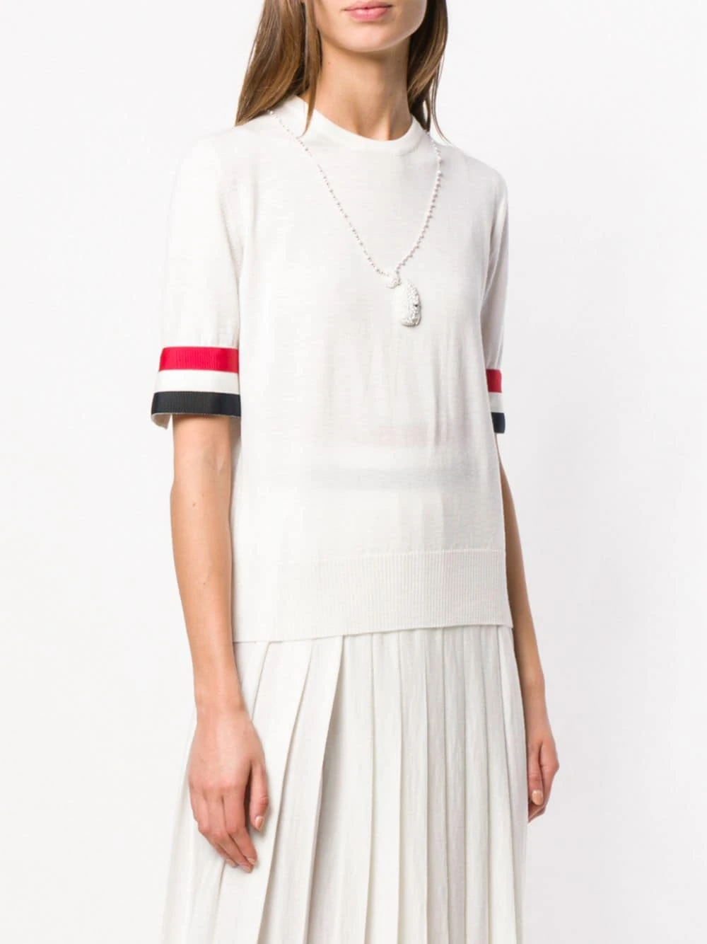 Best Sale ✔️ Thom Browne Rwb Cuff Fine Merino Tee knitted tops of women 🤩 3 Thom Browne Rwb Cuff Fine Merino Tee