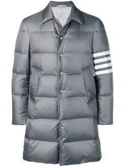 Thom Browne 4-bar Matte Nylon Bal Collar Overcoat