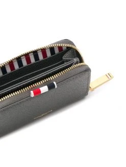 Thom Browne Dark Grey Pebbled Zip Around Wallet