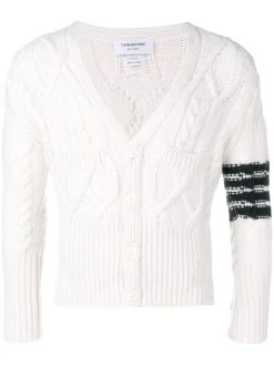 Thom Browne 4-bar Aran Cable Short Cardigan