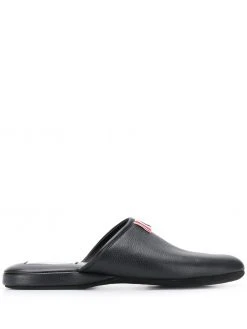 Thom Browne grosgrain tab pebbled slippers