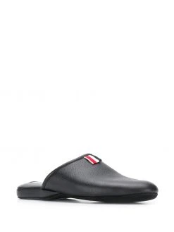 Thom Browne grosgrain tab pebbled slippers