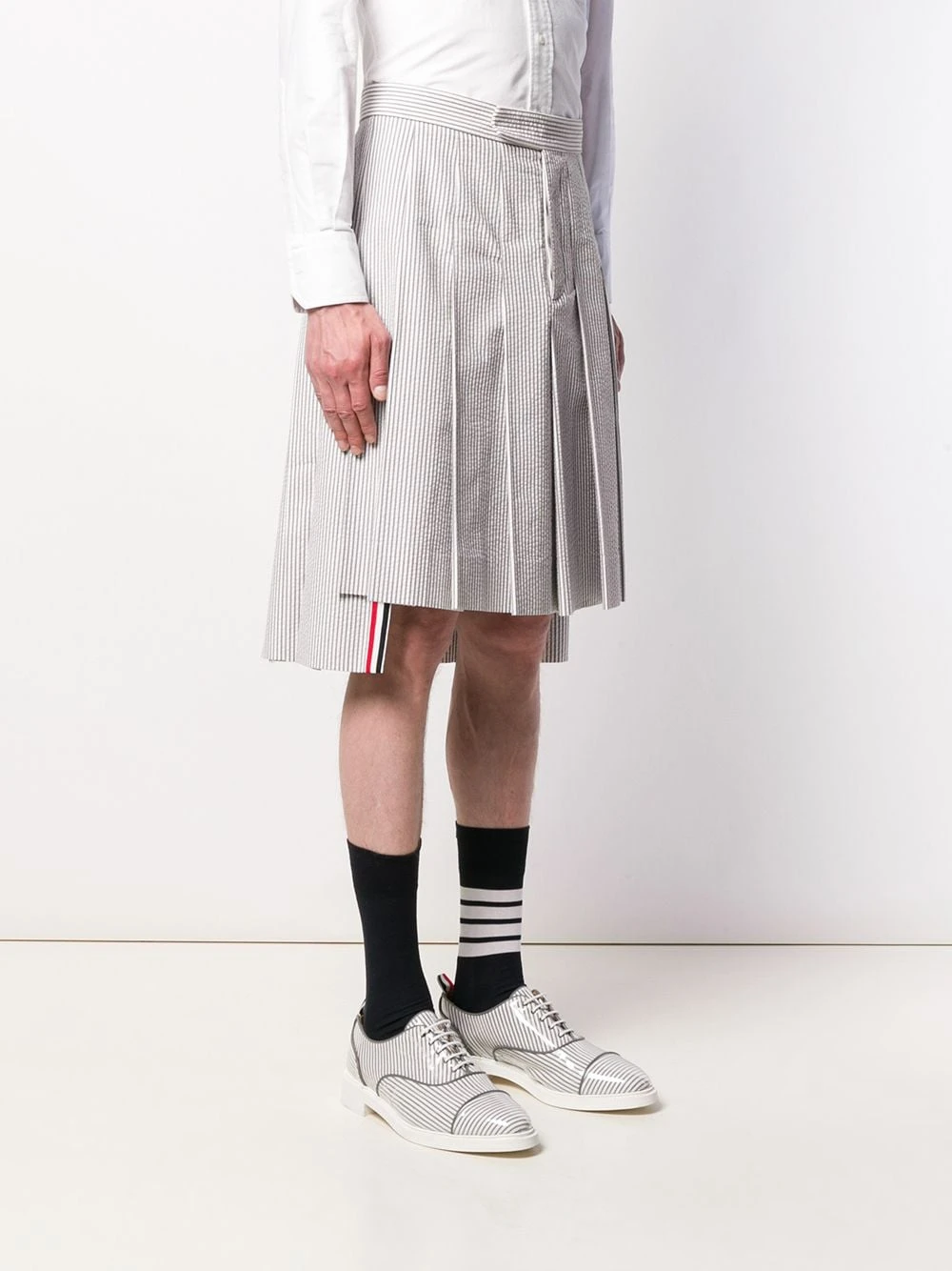 Wholesale π Thom Browne Seersucker pleated skirt tailored shorts of men βοΈ 3 Thom Browne seersucker pleated skirt