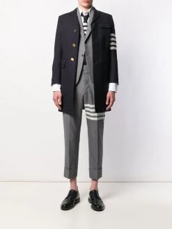 Thom Browne 4-Bar plain weave suiting overcoat