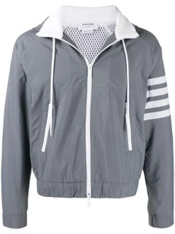 Thom Browne 4-Bar ripstop zip-up hoodie