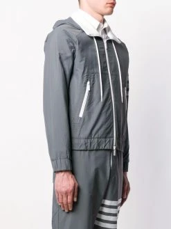 Thom Browne 4-Bar ripstop zip-up hoodie