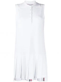 Thom Browne RWB stripe sleeveless pleated tennis dress