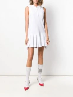 Thom Browne RWB stripe sleeveless pleated tennis dress