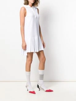 Thom Browne RWB stripe sleeveless pleated tennis dress