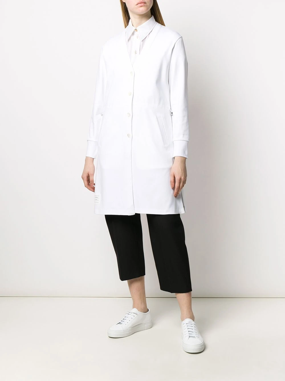 Promo βοΈ Thom Browne Interlock drawcord waist v neck cardigan cardi-coats of women π 2 Thom Browne interlock drawcord waist v-neck cardigan