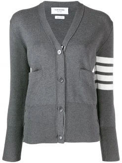 Thom Browne 4-Bar crepe V-neck cardigan