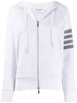 Thom Browne 4-Bar waffle stitch zip-up hoodie