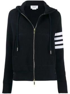 Thom Browne 4-Bar waffle stitch zip-up hoodie