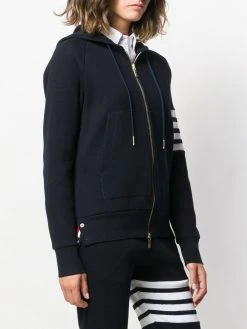 Thom Browne 4-Bar waffle stitch zip-up hoodie