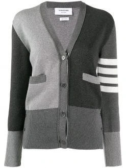 Thom Browne Funmix 4-Bar v-neck cardigan