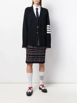 Thom Browne 4-bar raglan sleeved V-neck cardigan