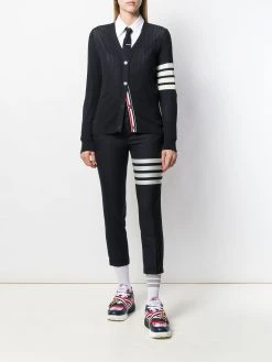 Thom Browne 4-Bar mesh stitch v-neck cardigan