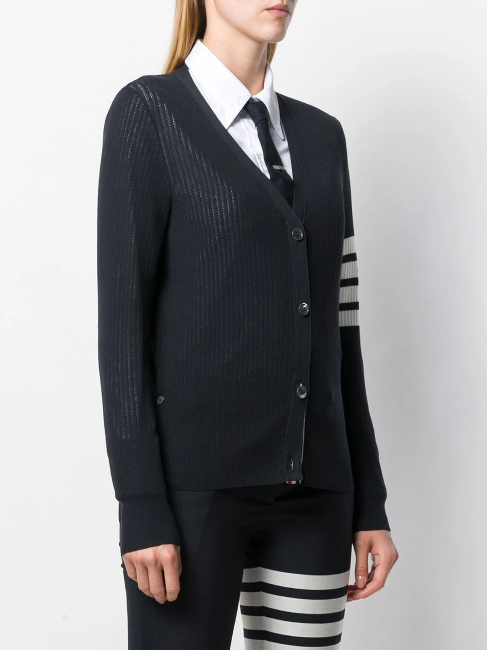 Budget π Thom Browne 4 Bar mesh stitch v neck cardigan cardigans of women βοΈ 3 Thom Browne 4-Bar mesh stitch v-neck cardigan