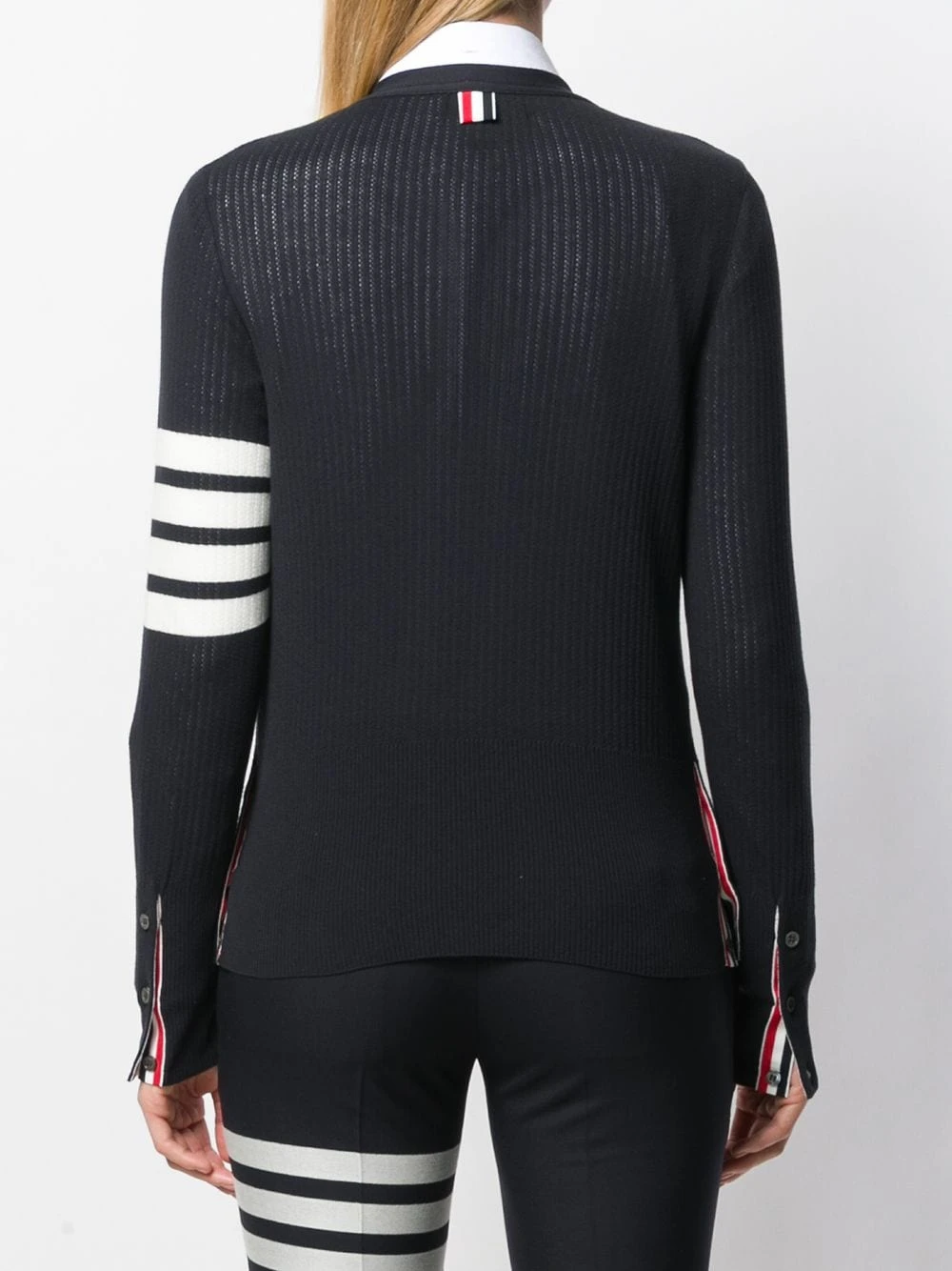 Budget π Thom Browne 4 Bar mesh stitch v neck cardigan cardigans of women βοΈ 4 Thom Browne 4-Bar mesh stitch v-neck cardigan