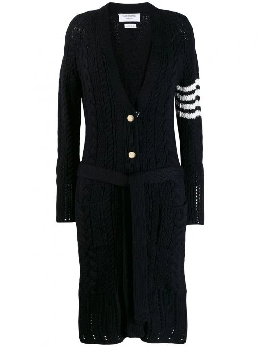 Thom Browne 4-Bar stripe cardi-coat