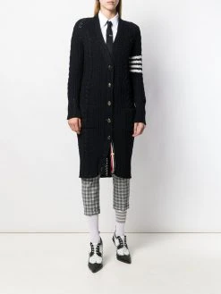 Thom Browne 4-Bar stripe cardi-coat