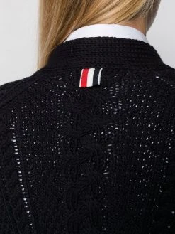 Thom Browne 4-Bar stripe cardi-coat