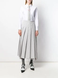 Thom Browne seersucker long pleated skirt