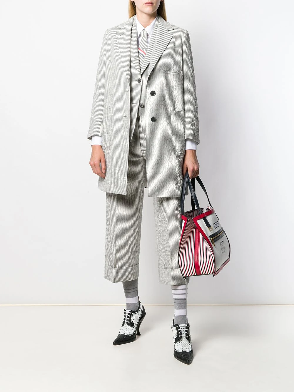 Brand new π Thom Browne Button fly striped sack trousers cropped pants of women π 2 Thom Browne button fly striped sack trousers