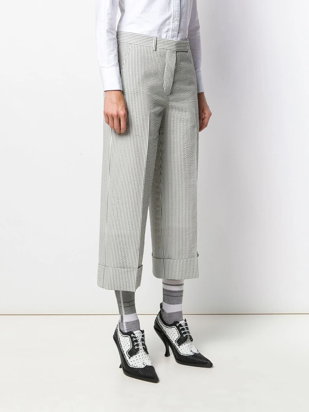 Brand new π Thom Browne Button fly striped sack trousers cropped pants of women π 3 Thom Browne button fly striped sack trousers
