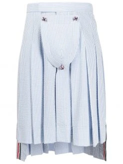 Thom Browne seersucker striped pleated skirt