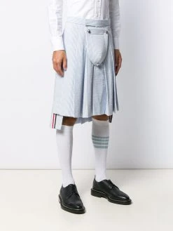 Deals ⭐ Thom Browne Seersucker striped pleated skirt tailored pants of men ⭐ 9 Thom Browne seersucker striped pleated skirt