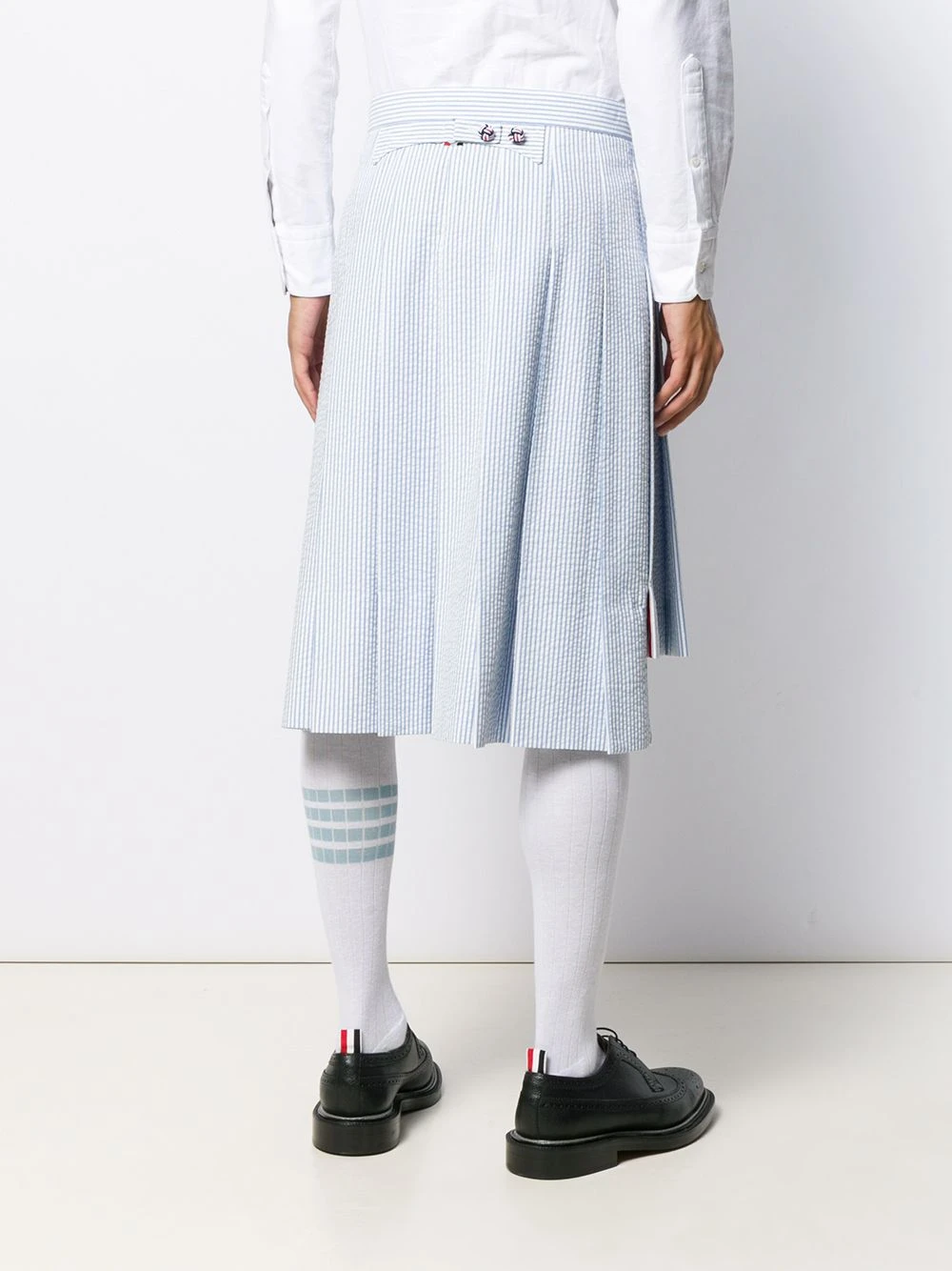 Deals ⭐ Thom Browne Seersucker striped pleated skirt tailored pants of men ⭐ 4 Thom Browne seersucker striped pleated skirt