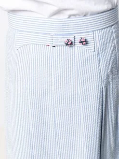 Deals ⭐ Thom Browne Seersucker striped pleated skirt tailored pants of men ⭐ 11 Thom Browne seersucker striped pleated skirt