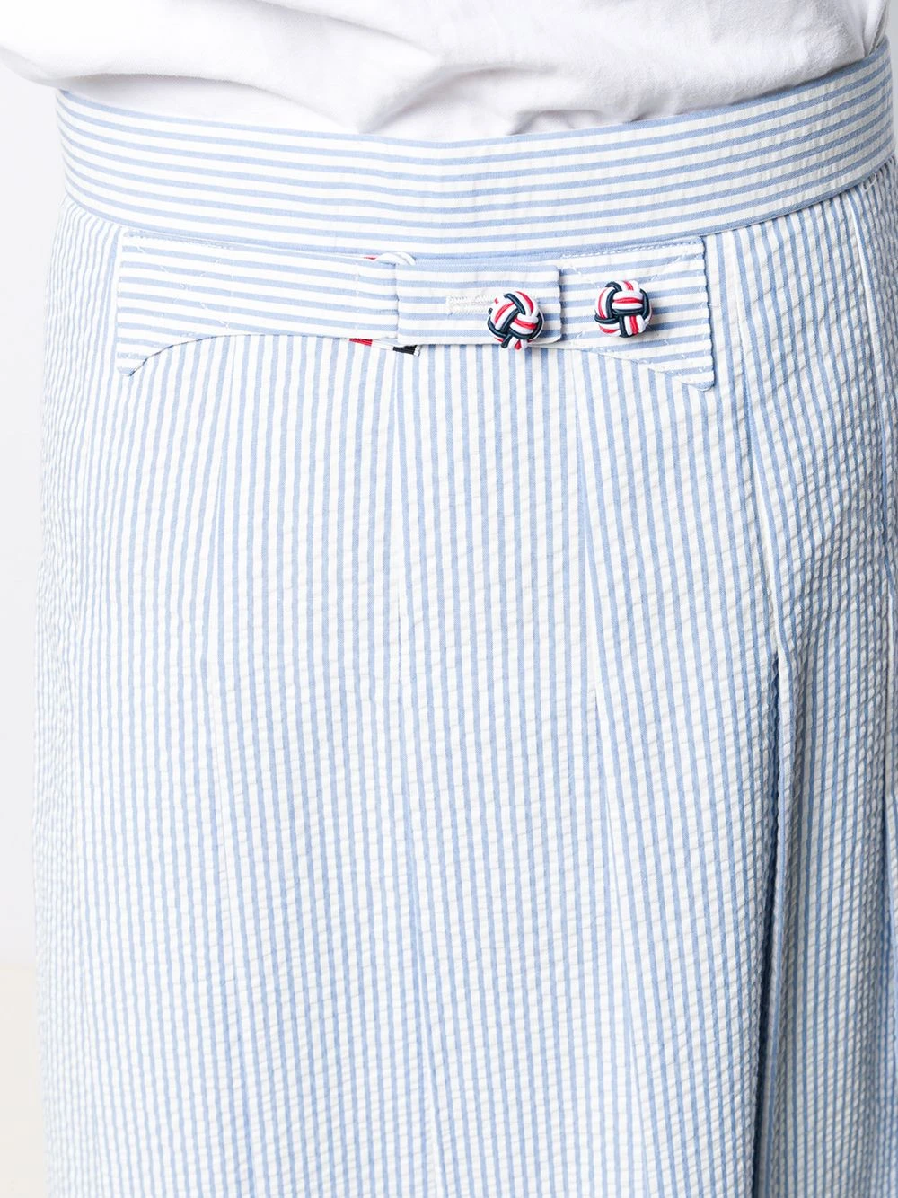 Deals ⭐ Thom Browne Seersucker striped pleated skirt tailored pants of men ⭐ 5 Thom Browne seersucker striped pleated skirt