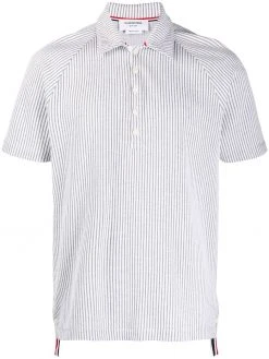 Thom Browne seersucker raglan sleeve polo shirt