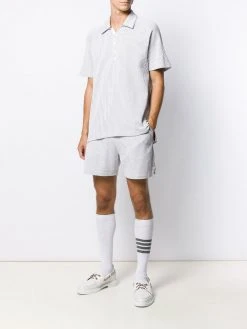 Thom Browne seersucker raglan sleeve polo shirt