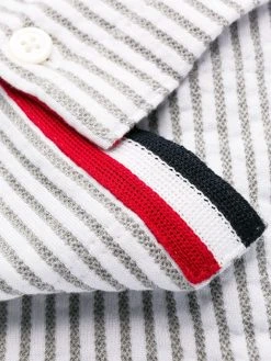 Thom Browne seersucker raglan sleeve polo shirt