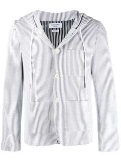 Thom Browne seersucker striped hooded blazer