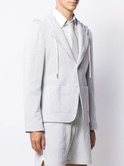 Thom Browne seersucker striped hooded blazer