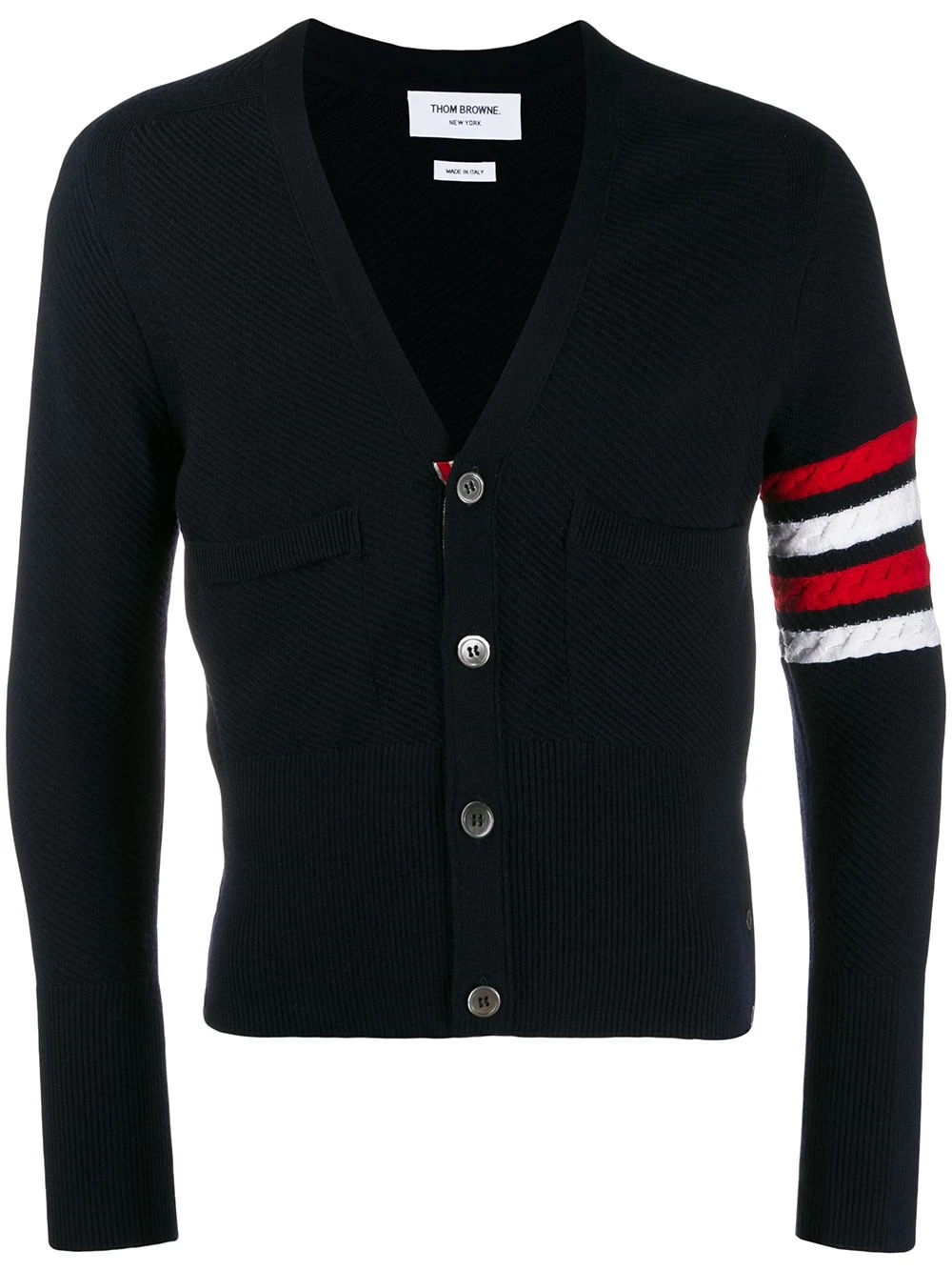 Cheap βοΈ Thom Browne 4 Bar diagonal stitch V neck cardigan cardigans of men π 1 Thom Browne 4-Bar diagonal stitch V-neck cardigan