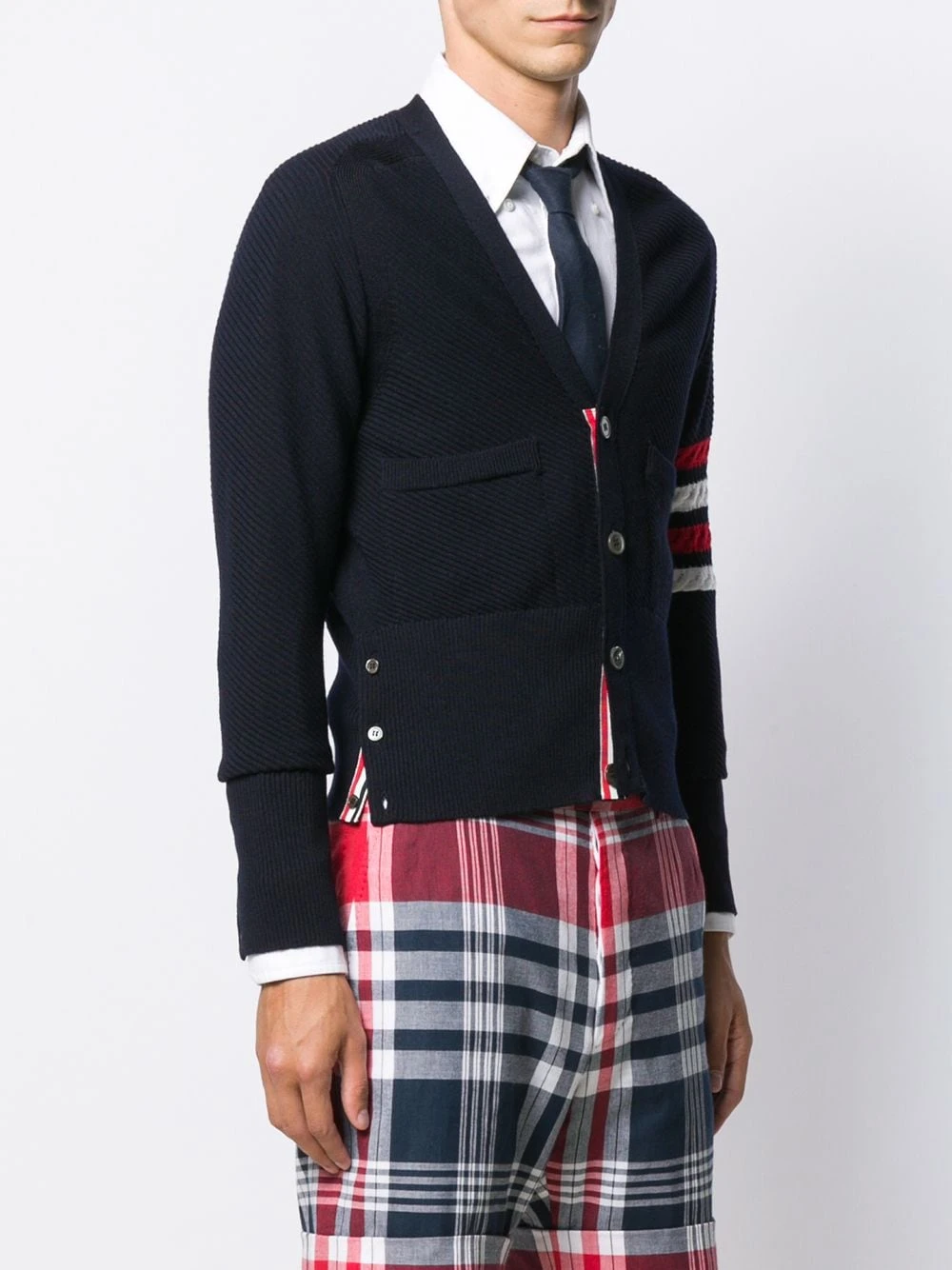 Cheap βοΈ Thom Browne 4 Bar diagonal stitch V neck cardigan cardigans of men π 3 Thom Browne 4-Bar diagonal stitch V-neck cardigan