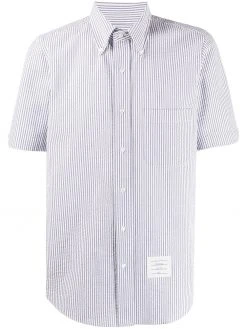 Thom Browne striped short-sleeved seersucker shirt