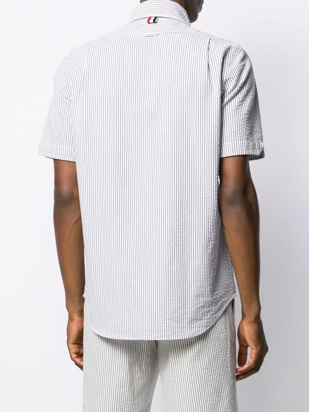 Brand new ✔️ Thom Browne Striped short sleeved seersucker shirt shirts of men ⭐ 4 Thom Browne striped short-sleeved seersucker shirt