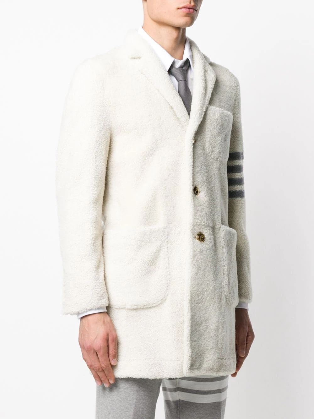 Cheap π Thom Browne 4 Bar shearling sack overcoat single breasted coats of men π 3 Thom Browne 4-Bar shearling sack overcoat