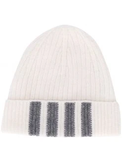 Thom Browne stripe detail ribbed hat