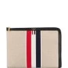 Thom Browne military canvas striped gusset folio