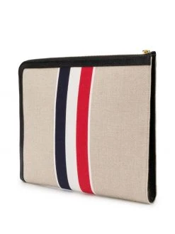 Thom Browne military canvas striped gusset folio