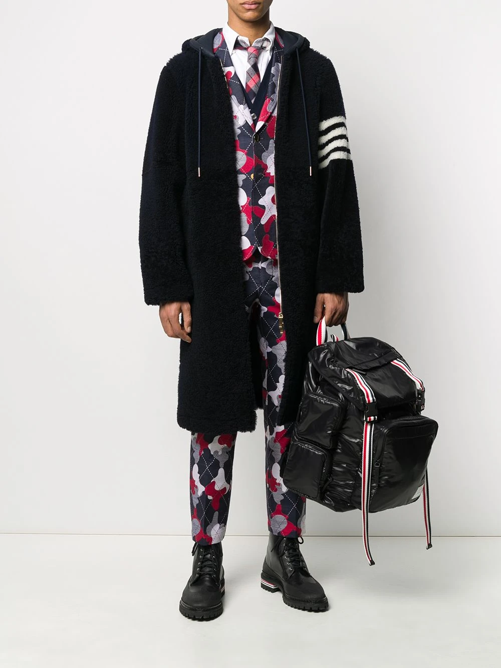 Cheap π Thom Browne Tricolour webbing ripstop backpack backpacks of men 𧨠2 Thom Browne tricolour webbing ripstop backpack