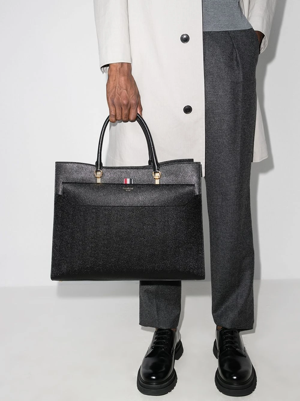 Discount β€οΈ Thom Browne Large pebbled Duet tote tote bags of men π 2 Thom Browne large pebbled Duet tote